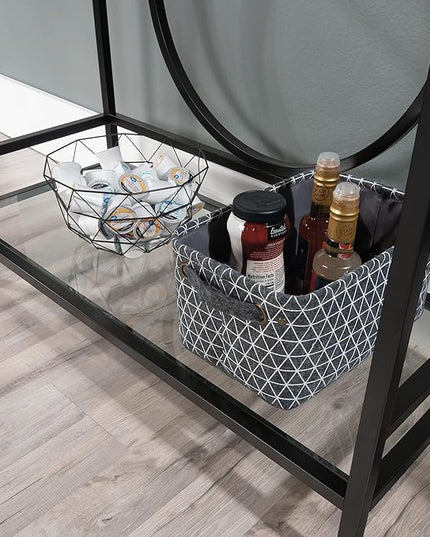 Sauder International Lux Bar Cart, Black Finish - LeafyLoom