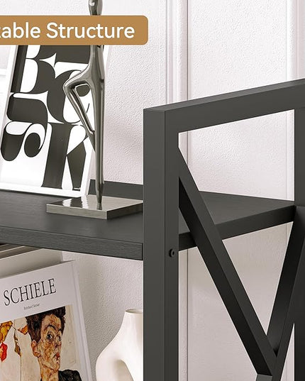 GAOMON Triple Wide 5 Tier Book Shelf, 70.8” Tall Bookcase with 14 Open Shelves, Large Industrial Bookshelves and Bookcases with Metal Frame for Home Office, Study Room, Living Room-Black - LeafyLoom