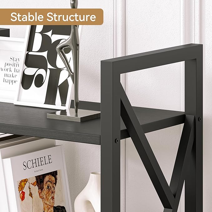 GAOMON Triple Wide 5 Tier Book Shelf, 70.8” Tall Bookcase with 14 Open Shelves, Large Industrial Bookshelves and Bookcases with Metal Frame for Home Office, Study Room, Living Room-Black - LeafyLoom