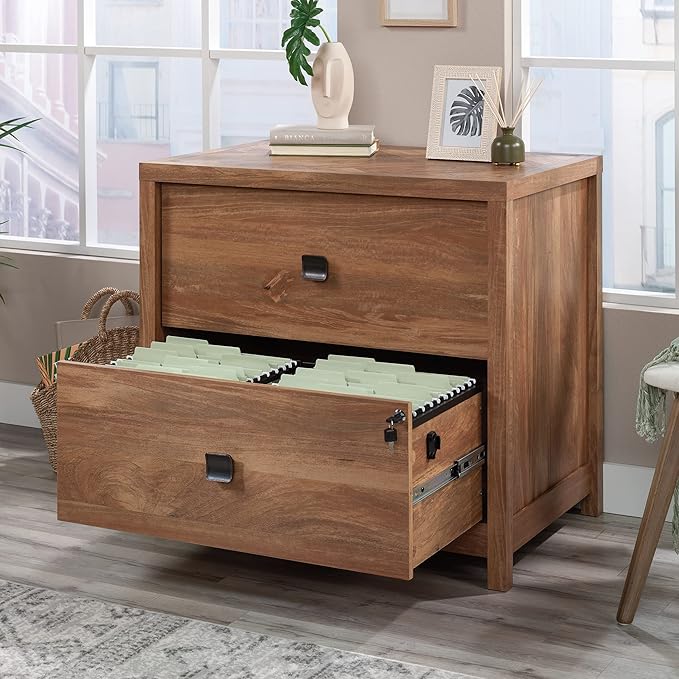 Sauder Cannery Bridge Lateral File, L: 31.73" x W: 22.05" x H: 29.76", Sindoori Mango finish - LeafyLoom