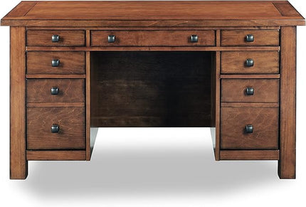 Tahoe Aged Maple Executive Pedestal Desk by Home Styles, 5412-18 - LeafyLoom