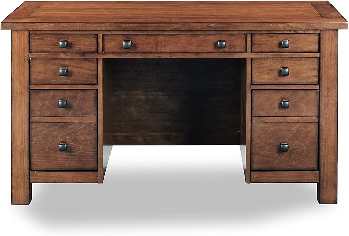 Tahoe Aged Maple Executive Pedestal Desk by Home Styles, 5412-18 - LeafyLoom
