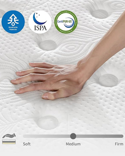Full Size Mattresses,10 Inch Hybrid Full Mattress in a Box with Memory Foam & Individual Pocket Spring for Edge Support,Pressure Relief,Medium Firm White Full Mattress,CertiPUR-US. - LeafyLoom