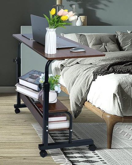 Adjustable Desk Standing Desk Small Desks for Small Spaces Portable Laptop Computer Desk Table for Bedrooms Couch Desk for Home Office Table Mobile Rolling Desk on Wheels Desk with Storage - LeafyLoom
