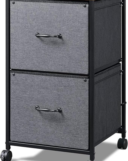 DEVAISE 2 Drawer Mobile File Cabinet, Rolling Printer Stand, Fabric Vertical Filing Cabinet fits A4 or Letter Size for Home Office, Rustic Brown - LeafyLoom
