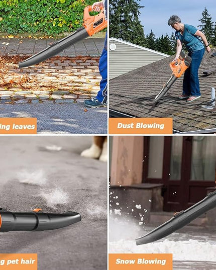 Leaf Blower - 320CFM 180MPH 21V Leaf Blower Cordless with 2 X 5.0 Ah Battery & Charger, Electric Leaf Blower Battery Powered Leaf Blower Lightweight for Snow Blowing & Lawn Care Yard Cleaning - LeafyLoom