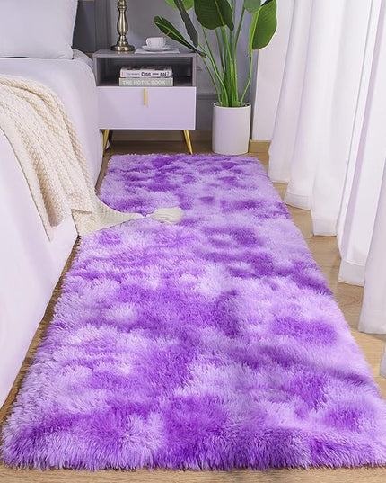 AROGAN Soft Rainbow Area Rugs for Girls Room 2x6 Feet, Fluffy Girls Bedroom Rugs, Princess Rug, Cute Colorful Carpet for Kids Teens Nursery Toddler （Purple） - LeafyLoom