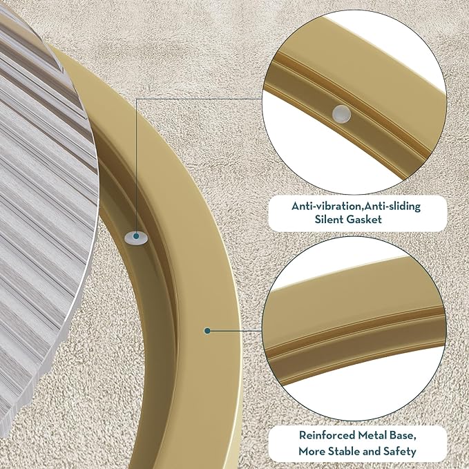 SAYGOER Modern Coffee Table Round Glass Coffee Tables for Large or Small Space Unique Art Center Table for Living Room Home Office with Gold Metal Frame, Easy Assembly - LeafyLoom