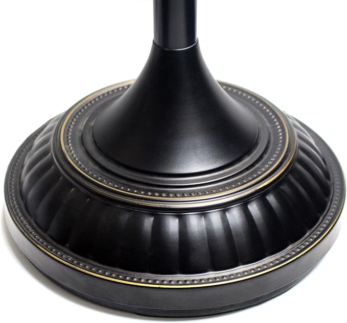 Elegant Designs LF2001-RBZ 1 Light Restoration Bronze Torchiere Floor Lamp with Marbelized Amber Glass Shade - LeafyLoom