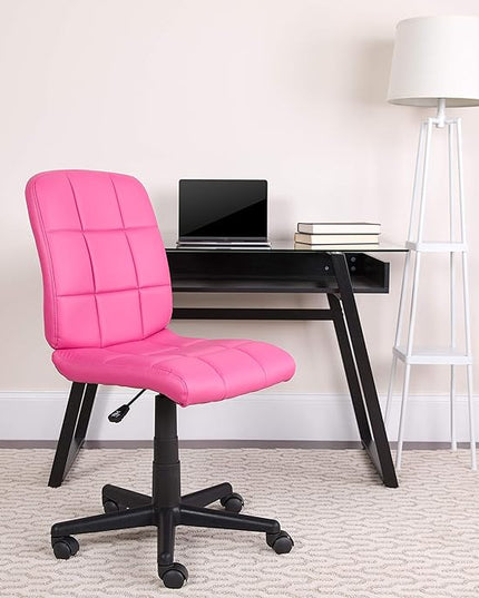 Flash Furniture Clayton Mid-Back Pink Quilted Vinyl Swivel Task Office Chair - LeafyLoom