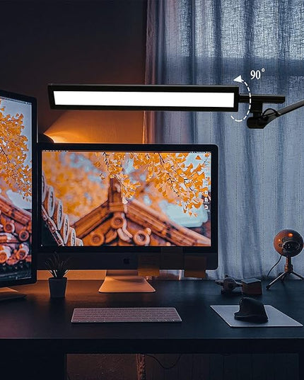 LED Desk Lamp, Architect Task Lamp, 12W Eye-Caring Metal Swing Arm Dimmable Drafting Table Lamp with Clamp,Touch Control Desk Lamp, Study Reading Work Office Workbench - LeafyLoom