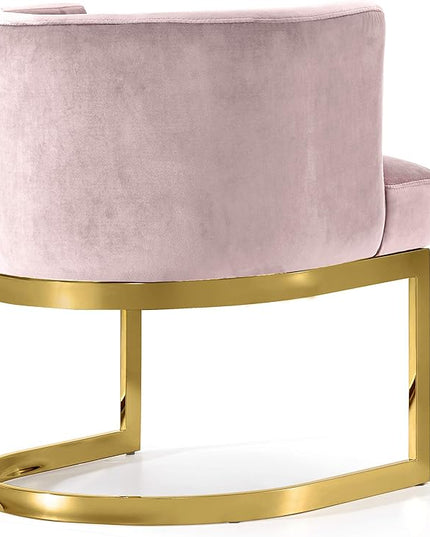 Meridian Furniture Gianna Collection Modern | Contemporary Velvet Upholstered Dining Chair with Polished Gold Metal Frame, 24" W x 22" D x 29.5" H, Pink - LeafyLoom
