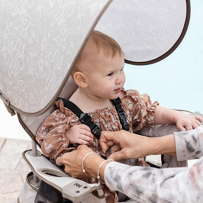 Baby Delight Go with Me Venture Portable Chair | Indoor and Outdoor | Sun Canopy | 3 Child Growth Stages | Sandstone - LeafyLoom