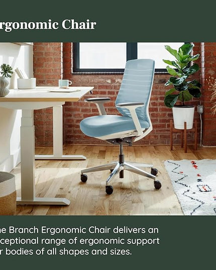 Branch Ergonomic Chair - A Versatile Desk Chair with Adjustable Lumbar Support, Breathable Mesh Backrest, and Smooth Wheels - Experience Optimal Comfort and Support - Light Blue - LeafyLoom