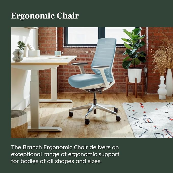 Branch Ergonomic Chair - A Versatile Desk Chair with Adjustable Lumbar Support, Breathable Mesh Backrest, and Smooth Wheels - Experience Optimal Comfort and Support - Light Blue - LeafyLoom