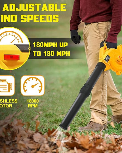 Cordless Leaf Blower for Dewalt 20V Max Battery, Jobsite Air Blower with Brushless Motor,6 Variable Speed Up to 180MPH,2-in-1 Handle Electric Blower and Vacuum Cleaner(Battery Not Included) - LeafyLoom