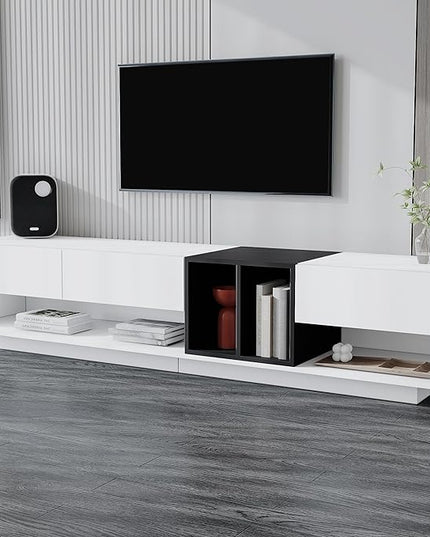 NicBex TV Stand for 80 Inch TV Modern TV Media Console Table with Versatile Compartment,Entertainment Center with Storage for Living Room,74.8 Inch,White - LeafyLoom