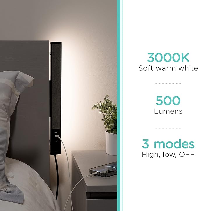 Cordinate LED Light Fixture, Charging Station, Adjustable Light Settings, Wall Installation or Tabletop, Dorm Room Essential, Office, Kitchen, and Bedroom Light, 51766 - LeafyLoom