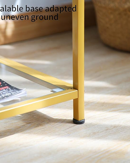 Bookcase, 3-Tier Gold Bookshelf, Slim Shelving Unit for Display Storage Bookshelf Corner Plant Bedroom, Bathroom, Home Office, Tempered Glass, Steel Frame,gold shelf (Gold, Three floors) - LeafyLoom