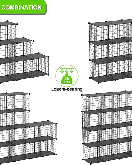 TUMUCUTE Wire Cube Storage Organizer, 6-Cube Metal Storage Shelves Bookshelf, Stackable Modular Closet Organizer for Bedroom Living Room, Office,Storage Shelves - LeafyLoom