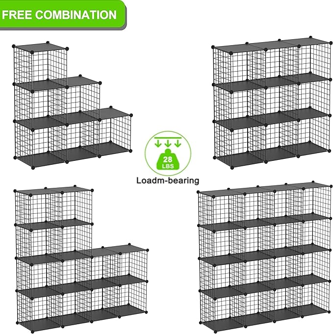TUMUCUTE Wire Cube Storage Organizer, 6-Cube Metal Storage Shelves Bookshelf, Stackable Modular Closet Organizer for Bedroom Living Room, Office,Storage Shelves - LeafyLoom