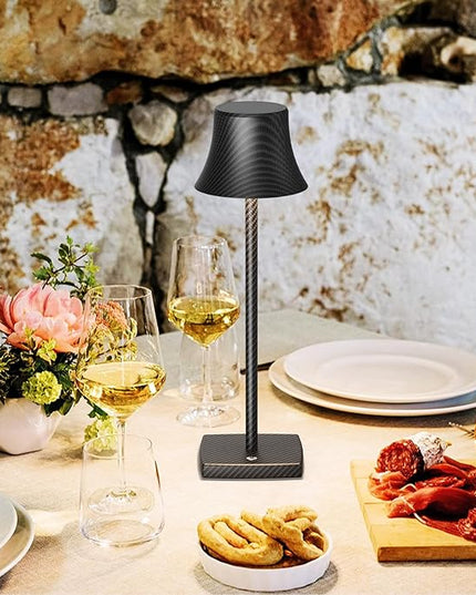 SAKRINGT 2 Pack LED Cordless Table Lamps Rechargeable,5000mAh Battery Operated Table Light,3 Color Stepless Dimming,Portable Small Desk Lamp in Aluminum for Party Patio Restaurant Outdoor - LeafyLoom
