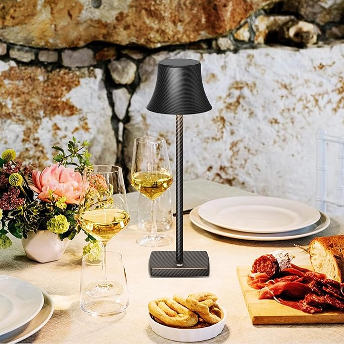 SAKRINGT 2 Pack LED Cordless Table Lamps Rechargeable,5000mAh Battery Operated Table Light,3 Color Stepless Dimming,Portable Small Desk Lamp in Aluminum for Party Patio Restaurant Outdoor - LeafyLoom