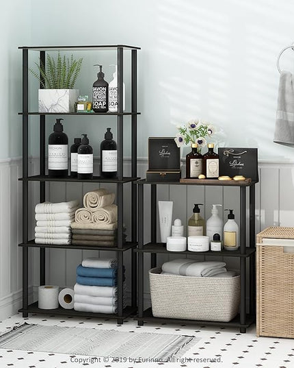 Furinno (99557EX/BK) Turn-N-Tube 4-Tier Multipurpose Shelf Display Rack - Espresso/Black - LeafyLoom