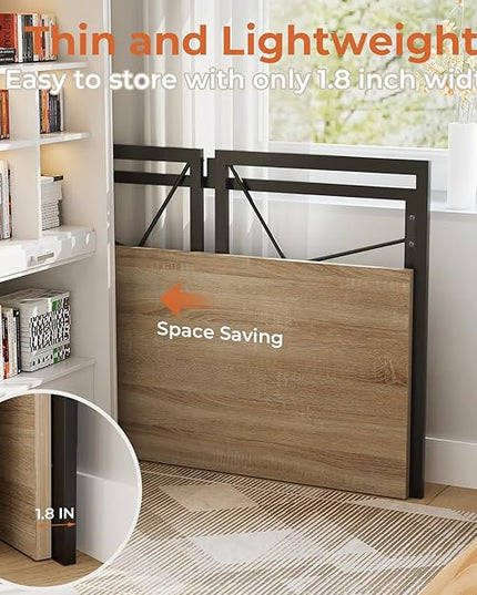 Coavas 31.5 inch Folding Desk No Assembly Required, Writing Computer Desk Space Saving Foldable Table Simple Home Office Desk, Beech - LeafyLoom