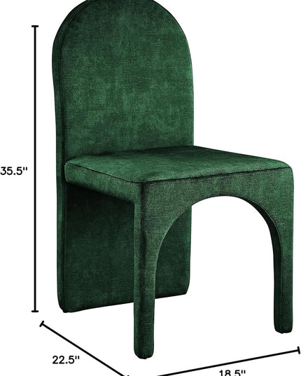 Meridian Furniture Summer Collection Modern | Contemporary Velvet Upholstered Dining Side Chair with Steel Frame, Set of 2, Green - LeafyLoom