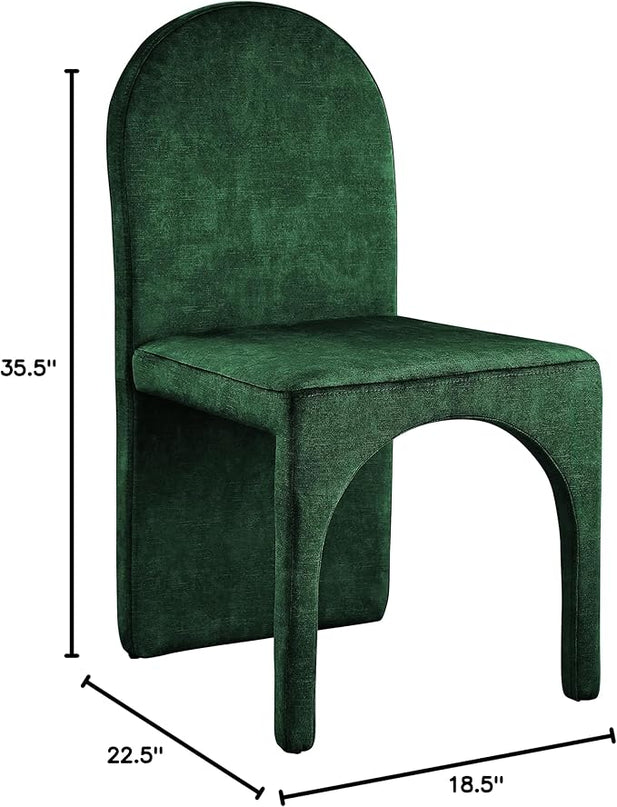 Meridian Furniture Summer Collection Modern | Contemporary Velvet Upholstered Dining Side Chair with Steel Frame, Set of 2, Green - LeafyLoom