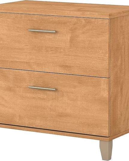Bush Furniture Somerset 2 Drawer Lateral File Cabinet | Letter, Legal, and A4-size Document Storage for Home Office, 30W x 17D x 29H, Maple Cross - LeafyLoom
