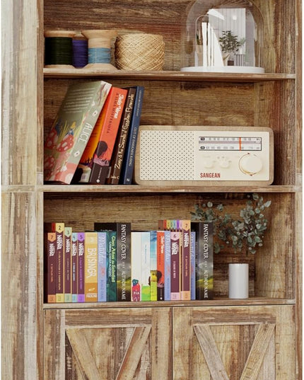 IRONCK Industrial Bookshelves and Bookcases with Doors Floor Standing 6 Shelf Display Storage Shelves 70 in Tall Bookcase for Home Office, Living Room - LeafyLoom