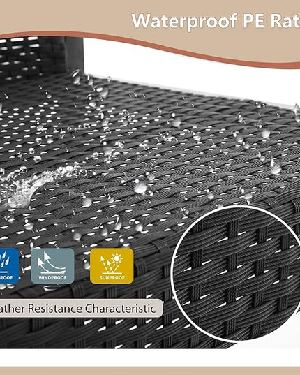 FDW Wicker Patio Furniture 3 Piece Patio Set Chairs Bistro Set Outdoor Rattan Conversation Set for Backyard Porch Poolside Lawn - LeafyLoom