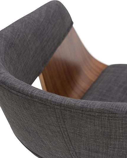 SIMPLIHOME Lowell SOLID WOOD 7 Pc Dining Set with 6 Upholstered Bentwood Dining Chairs in Natural and Charcoal Grey Linen Look Fabric and 72 inch Wide Table, for the Dining Room, Modern Industrial - LeafyLoom