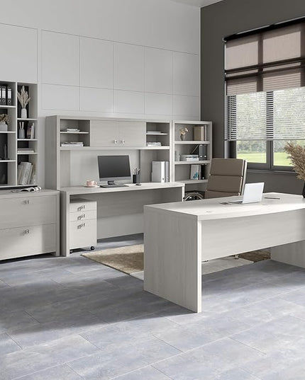 Bush Business Furniture Echo Computer Desk, 72W, Gray Sand - LeafyLoom