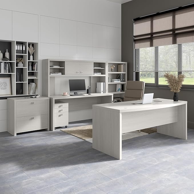 Bush Business Furniture Echo Computer Desk, 72W, Gray Sand - LeafyLoom