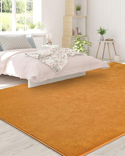 Area Rugs for Bedroom Living Room, 5x8 Orange Super Soft Comfy Thickened Memory-Foam Indoor Carpets, Modern Aesthetic Minimalist Carpet for Boys Girls Adults Apartment Nursery Home Décor - LeafyLoom
