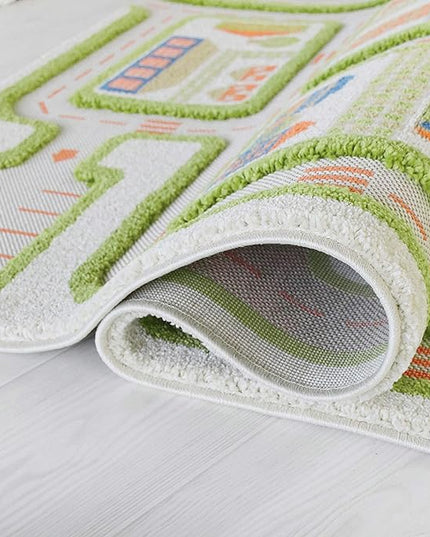 IVI 3D Play Carpet 71 x 52.5-inch Educational Green Traffic Soft Floor Rug Mat for Bedroom, Kids Den, or Playroom, Large - LeafyLoom