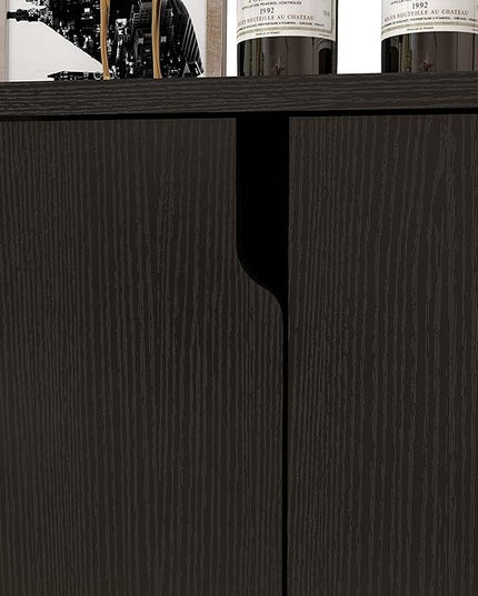 Panana 2 Door Kitchen Buffet Storage Cabinet Accent Console Table for Kitchen Dining Living Room Hallway Office (Black) - LeafyLoom