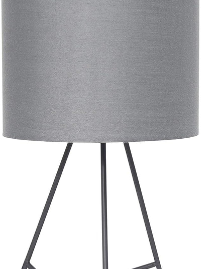 Simple Designs LT2066-GOG 14" Down to the Wire Metal Table Lamp with Fabric Shade, Gray with Gray Shade - LeafyLoom