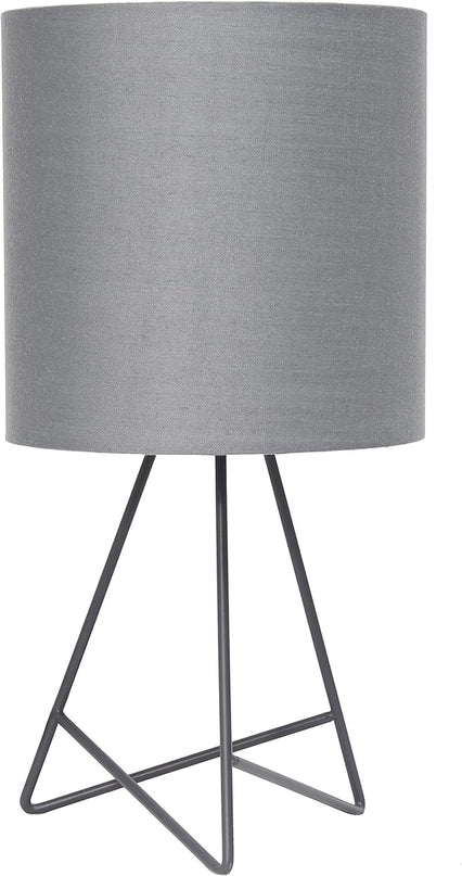 Simple Designs LT2066-GOG 14" Down to the Wire Metal Table Lamp with Fabric Shade, Gray with Gray Shade - LeafyLoom