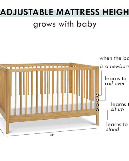 DaVinci Birdie 3-in-1 Convertible Crib, Honey, Easy Assemble, Greenguard Gold Certified - LeafyLoom