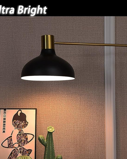 Industrial Floor Lamp, Gold Floor Lamp for Living Rooms & Offices – Charming Farmhouse Floor Lamp, Adjustable Head Standing Lamp for Bedroom Reading, Stunning Living Room Decor - LeafyLoom