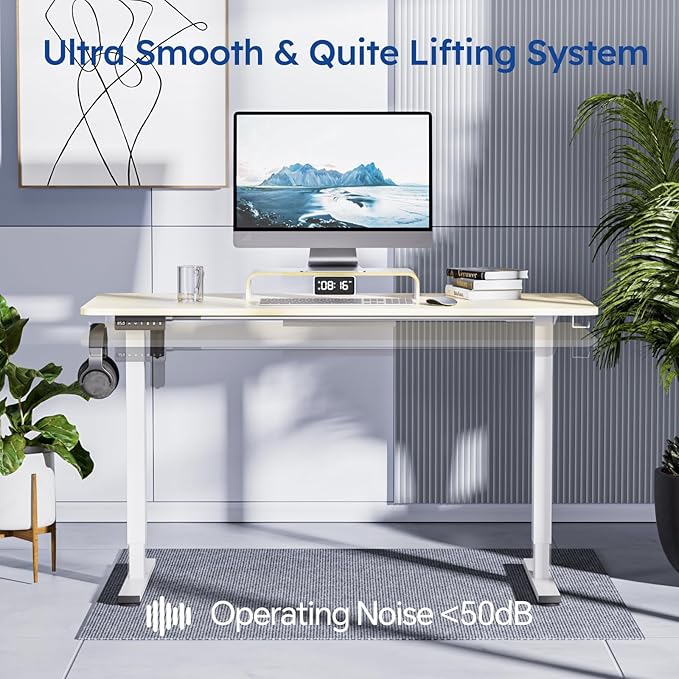 Motorized Standing Desks, Electric Stand Up Desk with Ultra Stable Construction and Cable Management,adjustable Height Desk with Memory Preset Design for Home Office Use 48x24 in Maple - LeafyLoom