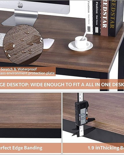 Large Table 35x70 Inches Computer Desk/Dining Table, Office Desk Sturdy Writing Workstation for Home Office Modern Simple Sturdy Laptop Study Table- Walnut - LeafyLoom