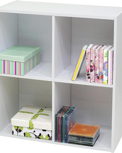 KB Designs - 4-Cube Bookcase, Unit Shelf, Storage Organizer, White - LeafyLoom
