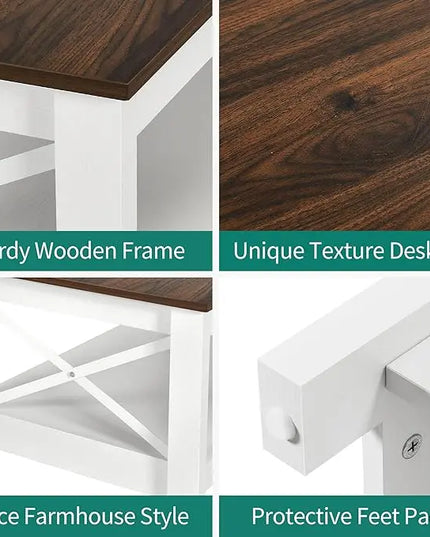 YITAHOME Coffee Table for Living Room,Modern Farmhouse Coffee Table with Storage,2-Tier Center Table for Living Room Wood Living Room Table Accent Cocktail with Sturdy Frame,Brown - LeafyLoom