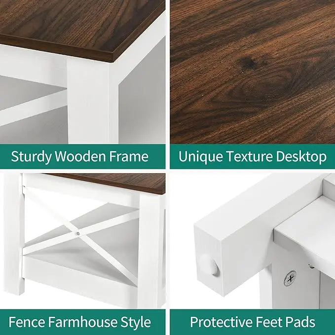 YITAHOME Coffee Table for Living Room,Modern Farmhouse Coffee Table with Storage,2-Tier Center Table for Living Room Wood Living Room Table Accent Cocktail with Sturdy Frame,Brown - LeafyLoom