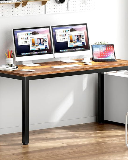 DlandHome Computer Desk Home Office Table Writing Desk Study Table Gaming Desk Worstation (63 inch, Retro) - LeafyLoom